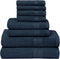 BOUTIQUO 8 Piece Towel Set 100% Ring Spun Cotton, 2 Bath Towels