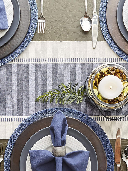 13x72-inch, DII Dobby Stripe Woven Table Runner, French Blue