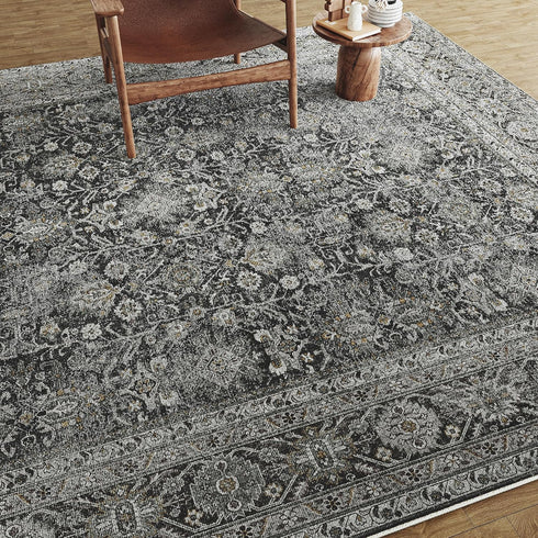 Black Grey Entryway Rug 2x3, Vintage Indoor Kitchen Washable Door Mat, Tribal Distressed Accent Throw Rug