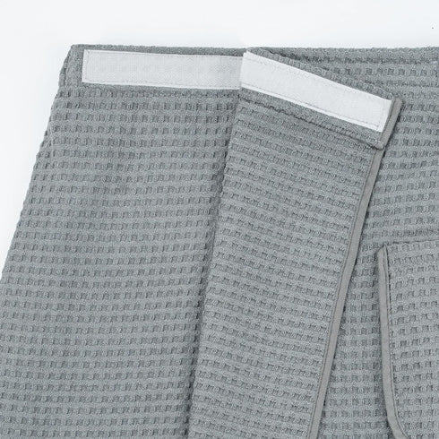 POLYTE Quick Dry Microfiber Waffle Bath Towel Body Wrap for Men, One Size (Gray)