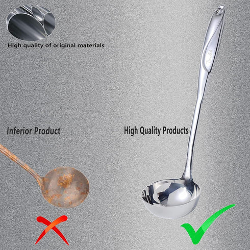 High Grade Soup Ladle, Cooking Ladle for Soup, Heat-proof Design, Stainless Steel Kitchen Utensil (4 ounce, 13.5 Inch)
