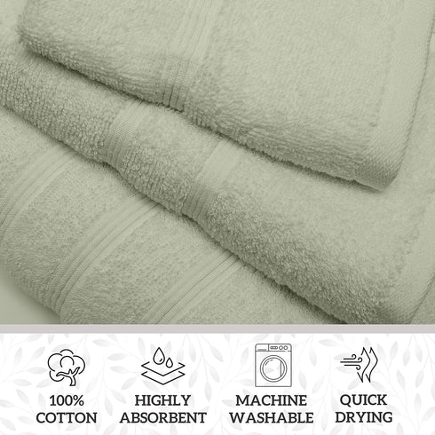 8 Set 100% GREEN LIFESTYLE Luxury Piece Cotton Towel - Soft Absorbent Bath Towels, Hand Towels & Washcloths