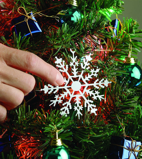 1225LS Snowflake Metal Ornaments with On/Off Touch Control, 7.5 inches, White
