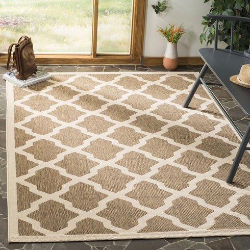 SAFAVIEH Courtyard Collection 2'7" x 5' Brown/Bone CY6903 Splashproof Indoor/Outdoor Area Rug for Patio & Mudroom