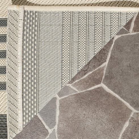 SAFAVIEH Courtyard Collection Accent Rug - 2' x 3'7", Grey & Bone, Stripe Design, Non-Shedding, Easy Care,