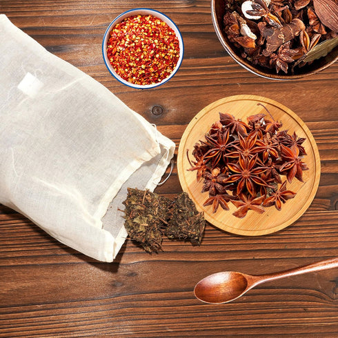 RAYNAG 12 Pack Reusable Soup Bags, Cotton Mesh Strainer Cooking Pouches for Spices and Herbs