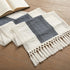 14 36 Inch 36 Inches ZeeMart Macrame Style Bicolor Stitching Table Runner, x Charcoal/Ivory, Boho Dark Grey Table