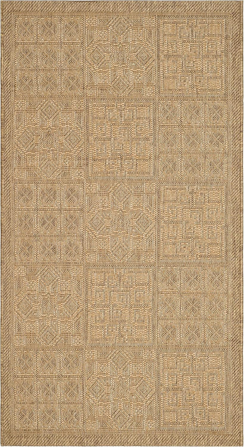 SAFAVIEH Courtyard Collection 2'7" x 5' Gold / Natural CY6947 Indoor/ Outdoor Splashproof Easy Scrubbing Patio Backyard Mudroom Area Rug by Safavieh