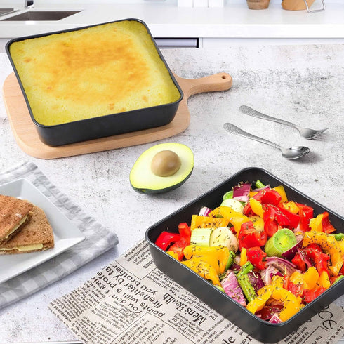 Herogo 8 x 8 Baking Pan Set of 2, Non-Stick Square Cake Pan for Oven, Stainless Steel Black Casseroles
