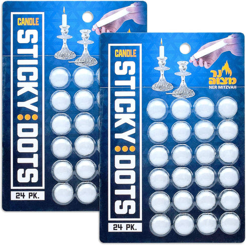Ner Mitzvah Candle Sticky Dots - 48 Candle Wax Dots, Candle Accessories