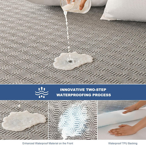 GRT Twin XL Mattress Protector - Waterproof Bamboo Charcoal Fiber Cover, Noiseless, Odor Free, 8"-26" Deep Pocket