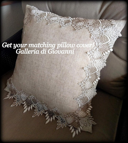Lace Table Runner, 54" Dresser Scarf in Neutral Earth Tones, European Lace Design