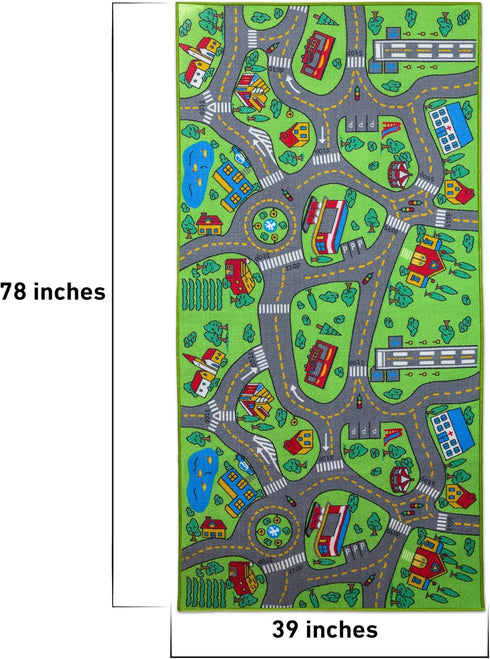 Amy & Delle 80" 40" Kids Rugs Carpet Giant Large x Playmat City Life - Learn & Have Fun Safe! Children's Educational
