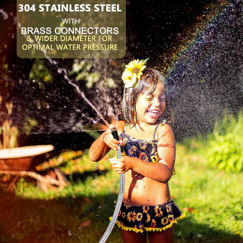 Yanwoo 304 Stainless Steel 2ft Garden Hose, Flexible & Lightweight Heavy Duty Short Water Hose