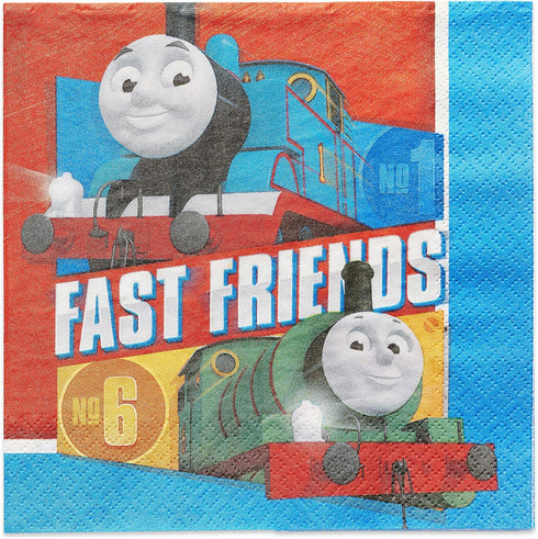 Multicolor Thomas All Aboard Luncheon Napkins - Pack Of 16, 6.5" x 6.5", Premium Quality Design