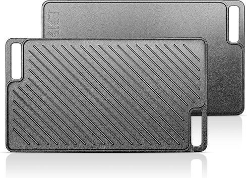 Reversible Pre-Seasoned Cast Iron Griddle Plate | 1-Piece 16.50 Inch Grill Pan for Gas Stovetop & Oven Use