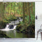 Ambesonne Nature Shower Curtain, Stream Flowing in Forest with Mossy Rocks, 69" W x 75" L, Green Brown