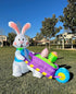 BZB Goods 4 Wheelbarrow Foot Tall Easter Inflatable Happy Bunny Rabbit Pushing with Two Eggs Pre-Lit LED Lights Outdoor