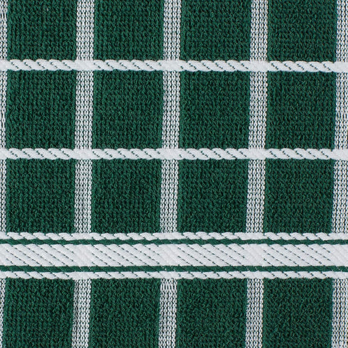 DII Basic Terry Collection Windowpane Dishtowel Set, 4 Piece, 16x26, Dark Green Check