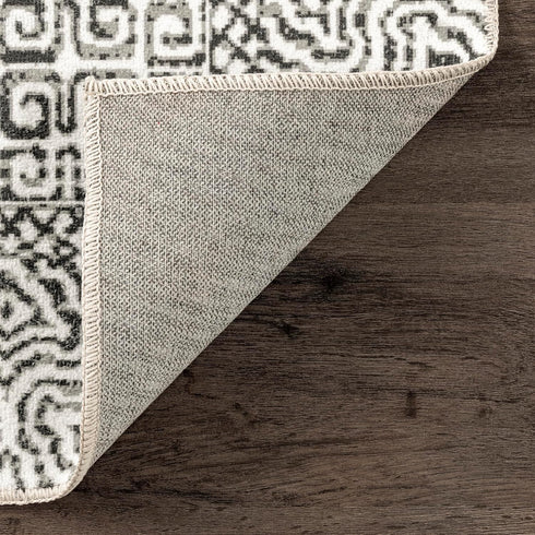 nuLOOM Abstract Tribal Accent Rug, 2' x 3', Grey, Machine Washable Rectangular Rug