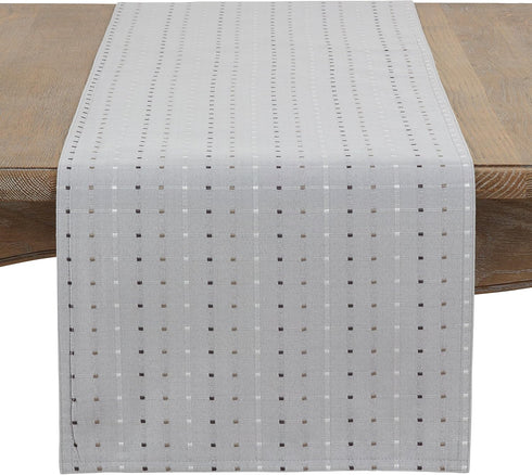 Saro Lifestyle Stitched Line Table Runner, Grey, 16" x 72"