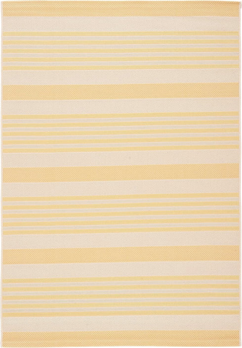 SAFAVIEH Courtyard Collection 2' x 3'7" Gold/Beige CY6062 Nautical Coastal Stripe Indoor/Outdoor Accent Rug