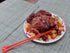 Kitchen Non-Slip Silicone Cooking Chopstick 12 in Long with Spoon and Band, Stainless Steel Reinforced, Pink
