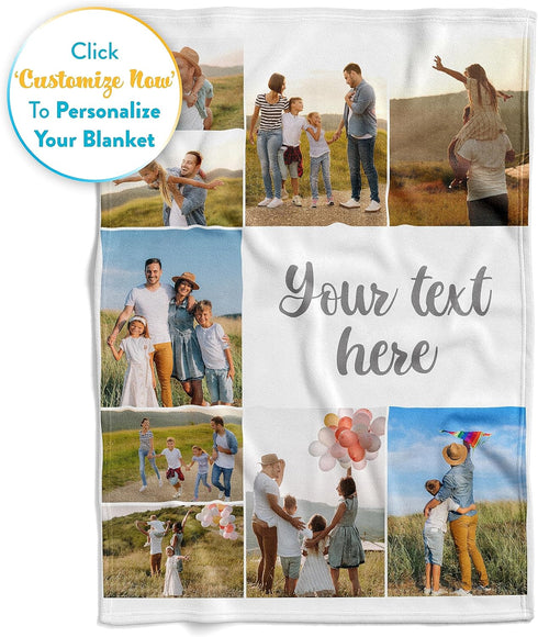 50x60) Ships Next Day, Custom Blanket with Picture and Text - Printed in USA, Personalized Photo Blanket with Text