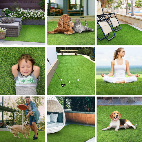 Superior Artificial Grass Indoor/Outdoor Area Rug - Faux Turf for Backyard, Playground, Dog Training, 1' x 13', Green