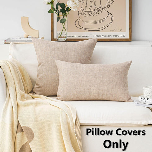 Home Brilliant Light Linen Burlap Solid European Throw Pillow Sham Cushion Cover for Bench, 20x20(50x50cm)