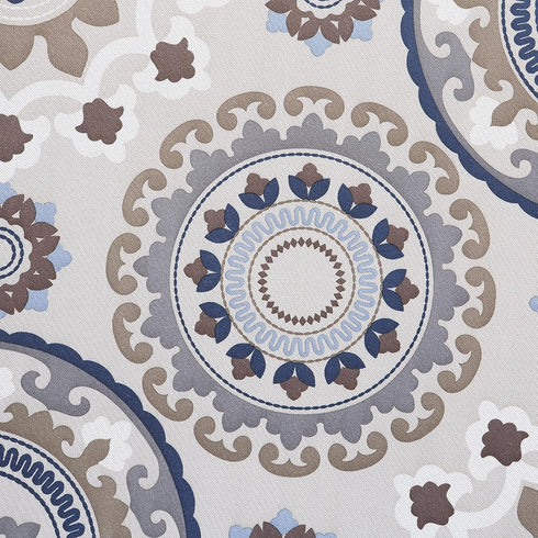 Sun Zero Nepal Global Medallion Print Blackout Grommet Curtain Panel, 40" x 84", Linen