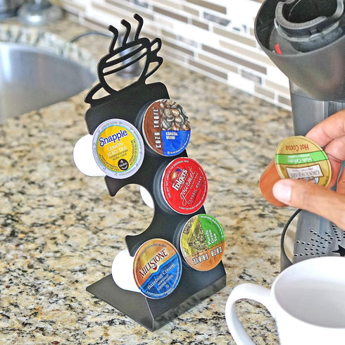 Coffee Pod Holder for Small Spaces – 6 Slot K-Cup Holder, Compact Metal Stand for Pods & Coffee Accessories