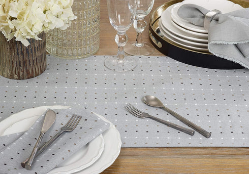 Saro Lifestyle Stitched Line Table Runner, Grey, 16" x 72"