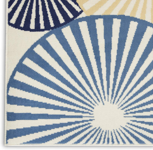 Nourison Grafix Geometric White Area Rug 3'9" x 5'9" - Easy Cleaning, Non-Shedding for Bedroom Living Room