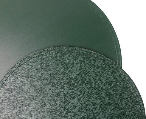 Jovono Faux Leather Round Placemats and Coasters, Wipeable Table Mats, Diameter 13'' and 3.9'', Green