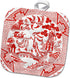 3dRose Pot Holder with Willow Pattern Detail in Red and White, 8 by 8"