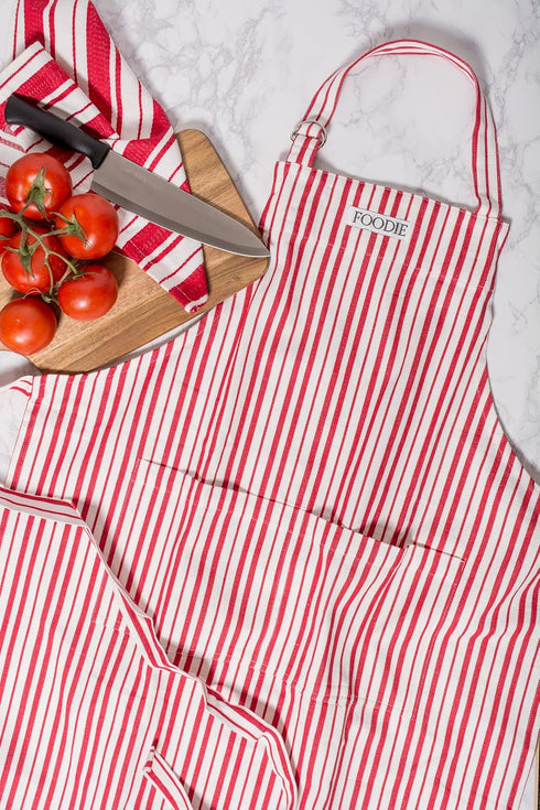 DII Kitchen Collection Striped Tomato Apron, Gourmet Chef