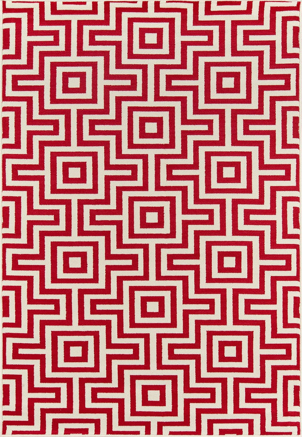 Momeni Rugs Baja Collection Contemporary Indoor & Outdoor Area Rug - 1'8" x 3'7", Easy to Clean, Red