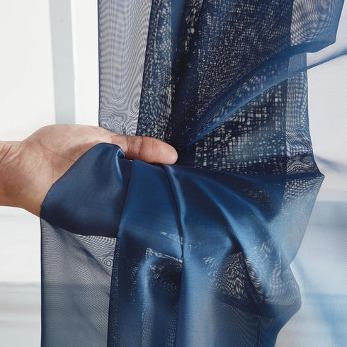 HLC.ME Navy Blue Sheer Voile Rod Pocket Curtain Panels for Bedroom, Kitchen, Living Room (54 x 72 inches, Set of 2)