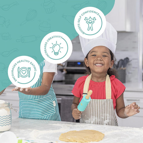 Tovla Jr. Kids Cooking Utensils Set - 4-Piece Safe Baking Tools for Toddlers - Gender Neutral Silicone Cookware