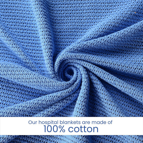 66x90 Inch 100% Cozy, (1-Pack) Linteum Textile Supply Blue Hospital Thermal Blanket Cotton, Soft and Breathable