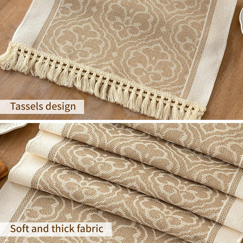 63 Inches,Waterproof Table Runners Boho Table Runner with Tassel Fringe,Table Runner for Party Coffee Table