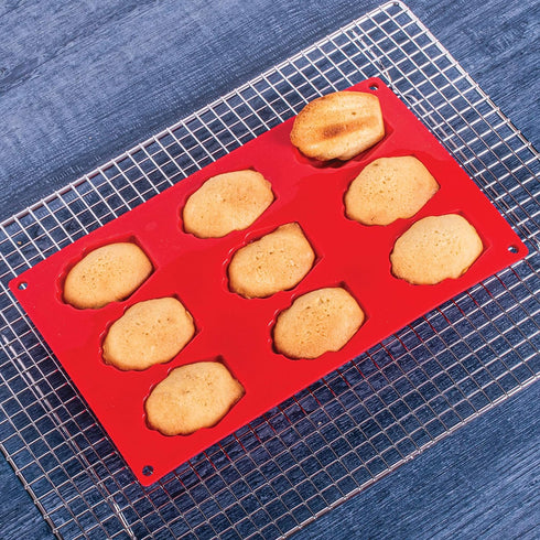 Mrs. Anderson's Baking Silicone 9-Cup Madeleine Cookie Pan, Non-Stick European-Grade Silicone