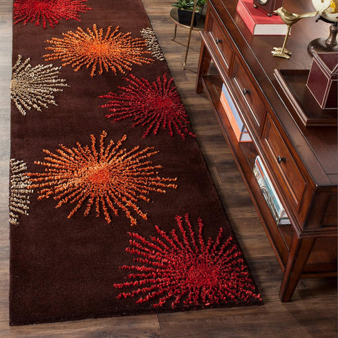 SAFAVIEH Soho Collection Accent Rug, 2' x 3', Dark Grey & Silver, Handmade Starburst Wool & Viscose for High Traffic