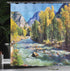 Ambesonne Landscape Shower Curtain, Cloth Fabric Bathroom Decor Set with Hooks, 69" W x 70" L, Mustard Green Blue,