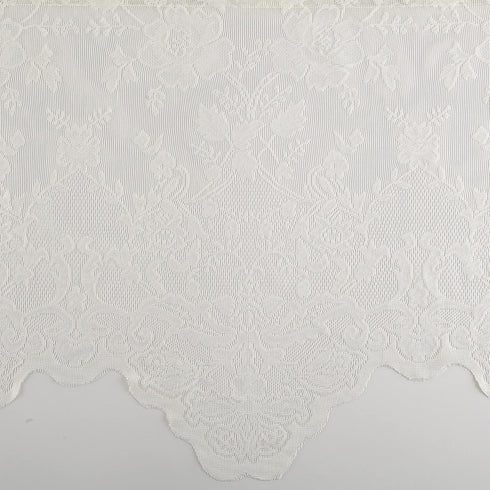No. 918 Alison Floral Lace Sheer Rod Pocket Kitchen Curtain Tier Pair, 58" x 36", Ivory Color