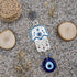 Turkish Blue Hamsa Hand of Mother Fatima Evil Eye Wall Hanging Ornament, Good Luck Charm