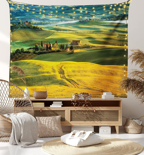 Lunarable Tuscan Tapestry, Idyllic Landscape of Tuscany Road and Cypresses, Fabric Wall Hanging Decor, 45" X 30"