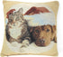Tache Christmas Companions Cat Dog Holiday Throw Pillow Cushion Covers, 2 Piece