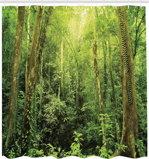 Ambesonne Shower Curtain Set, Rainforest Decorations, 69W X 70L inches, Green, Bathroom Accessories